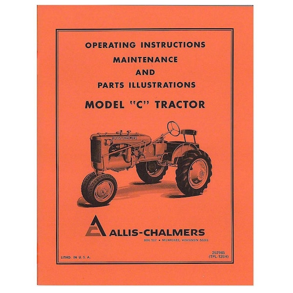 Aftermarket REP032 Operators Manual Fits Allis Chalmers Model C Tractor REP032-STR - main